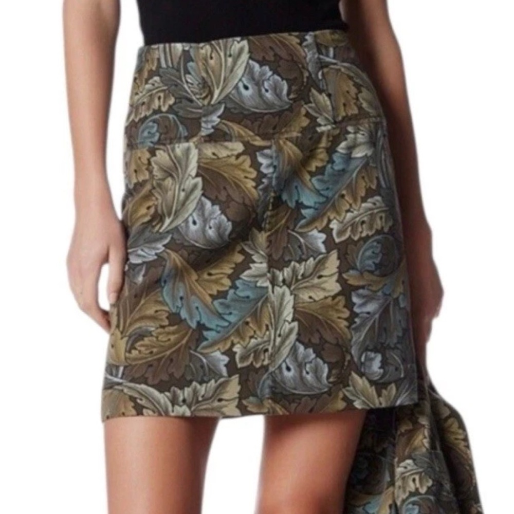 Marc by Marc Jacobs Leaf-Print Mini Skirt in Brown, Teal, and Cream